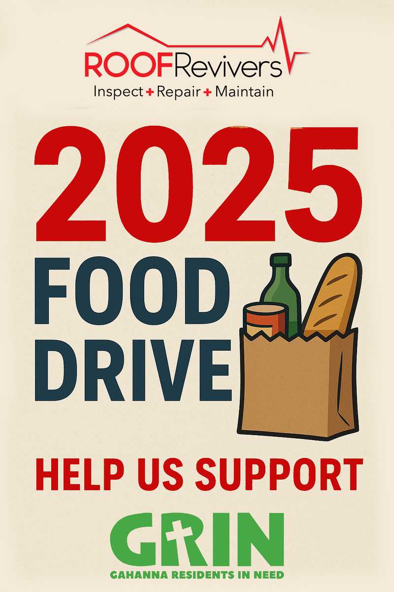 Help Roof Revivers support Gahanna Residents in Need (GRIN) this holiday season by donating to our 2025 Food Drive.