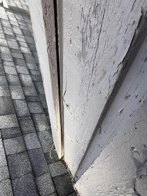 Gap where the chimney siding meets the roof on a Columbus, Ohio home