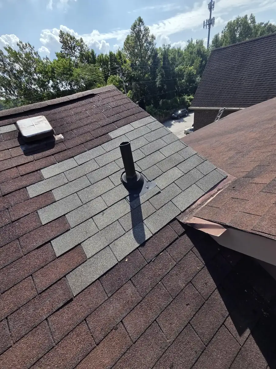 New pipe boot shingled in on a Columbus, Ohio roof, after replacement
