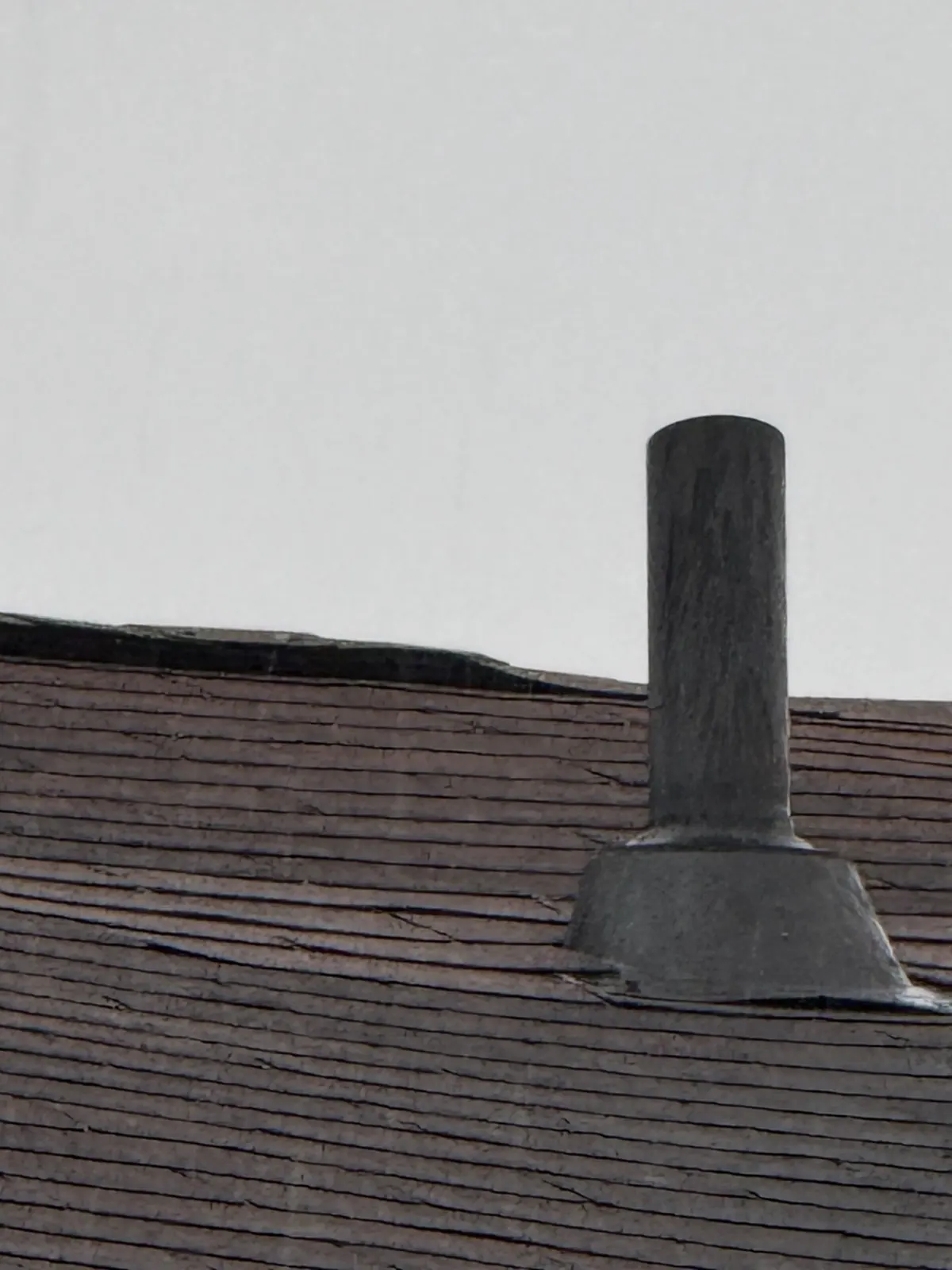 Old vent pipe boot on a Columbus, Ohio roof, before replacement
