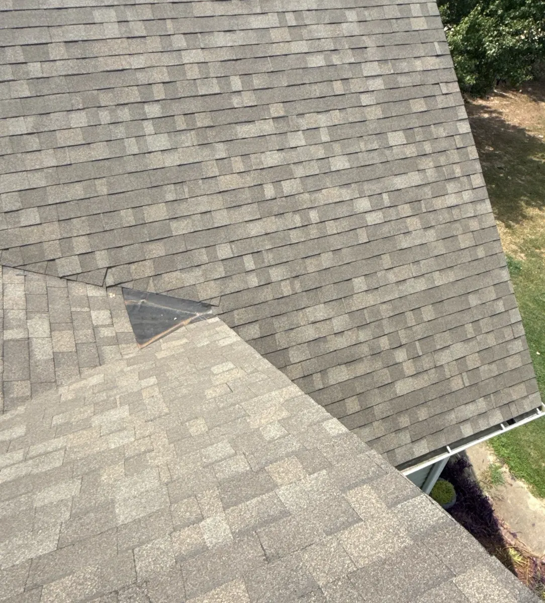 New Owens Corning Oakridge shingles across two roof planes in Dunn, North Carolina, after replacement