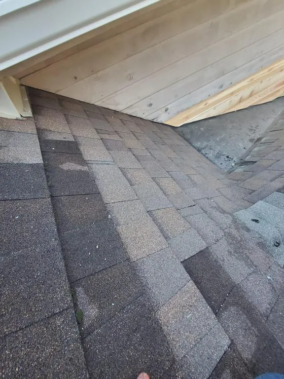 New shingles running down the repaired valley in Galena, Ohio