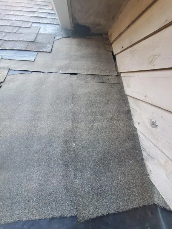 New membrane laid where the valley meets the wall during a Galena, Ohio repair