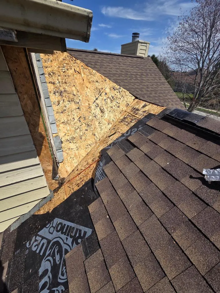New decking installed at the wall line during a Powell, Ohio repair