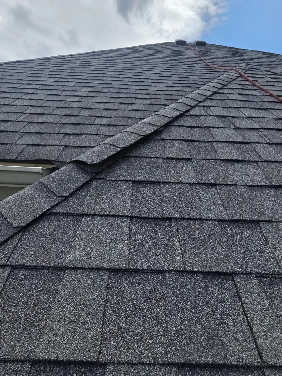 Repaired ridge line on a Worthington, Ohio roof