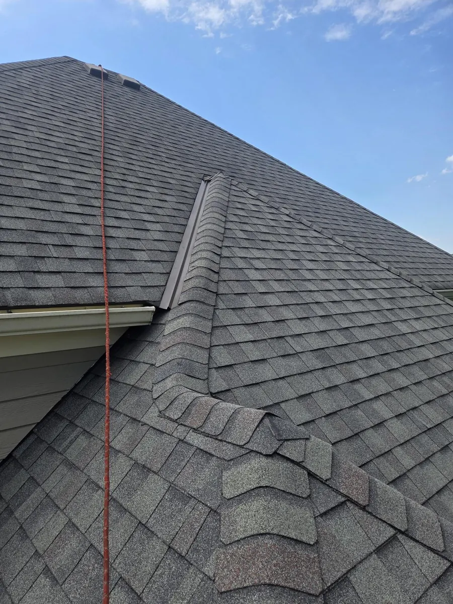 Finished ridge caps seen along the roof in Worthington, Ohio