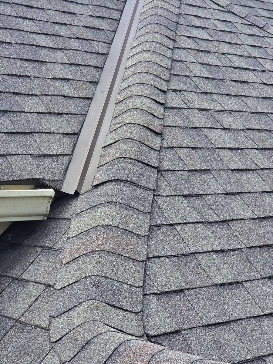 New ridge cap where two roof planes meet in Worthington, Ohio