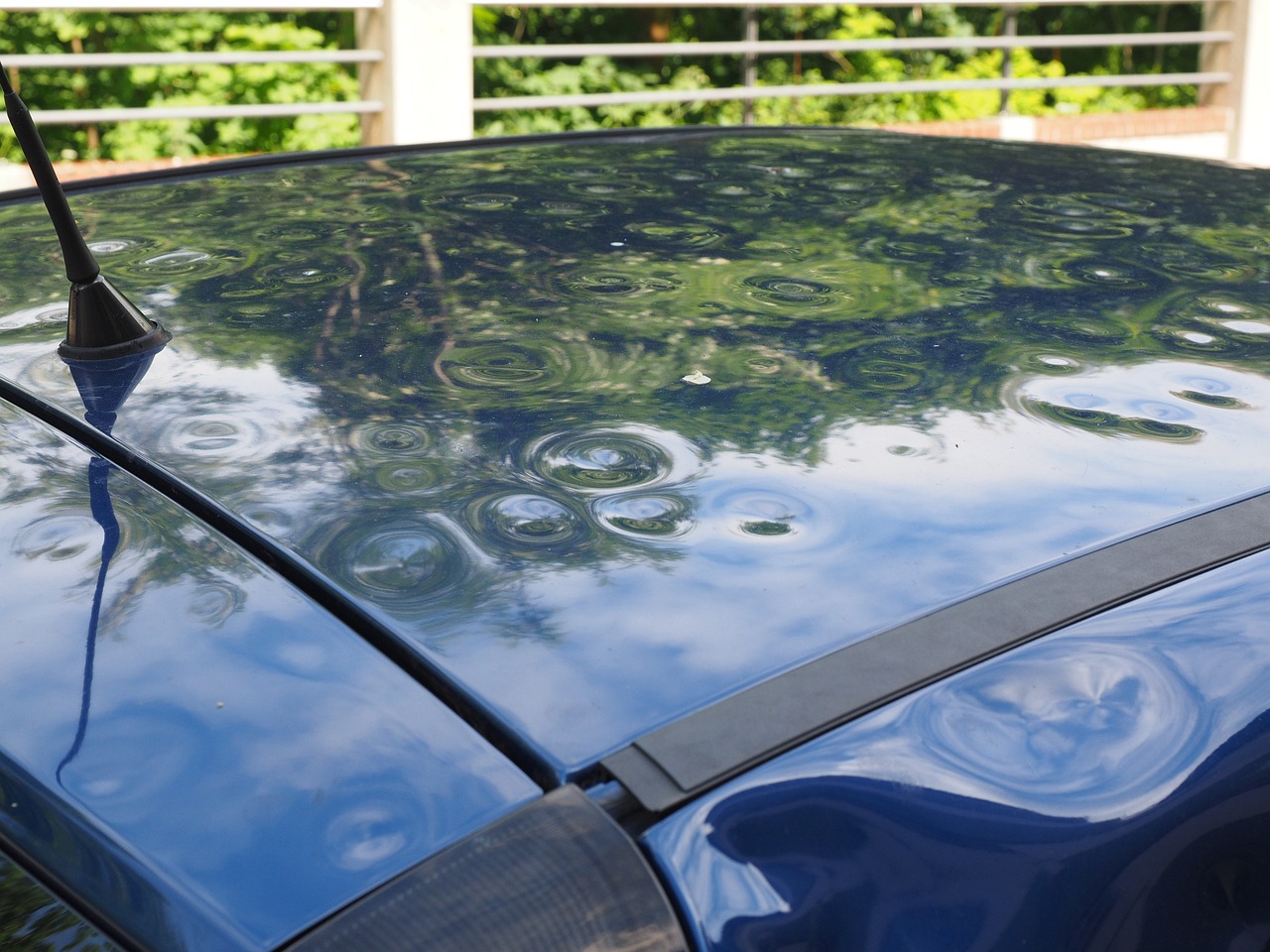 hail damage to a car roof.